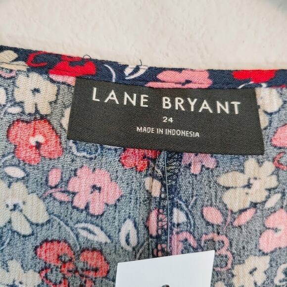 Lane Bryant Ruffle Sleeves Tossed Daisies Tunic Top Plus Sz 24 - Picture 6 of 10